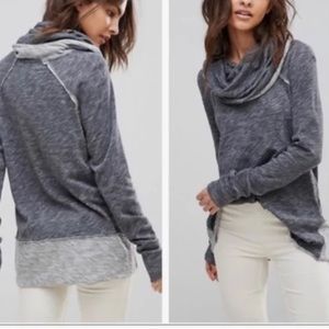 Free people beach cotton Cocoon cowl neck knit tunic Heather Gray size M NWT